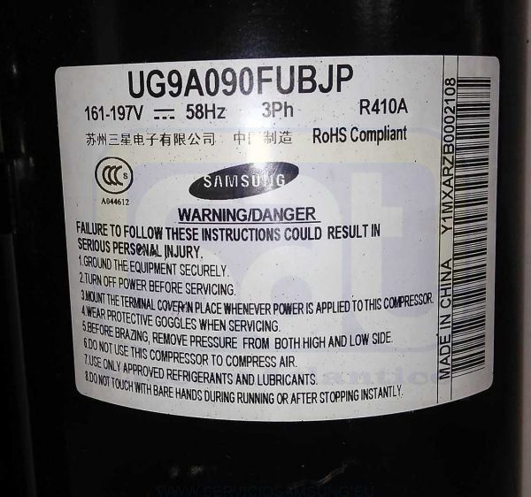 UG9A090FUBJPSS COMPRESOR AIRE ACONDICIONADO SAMSUNG - Imagen 2