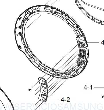 DC97-20550A Conjunto soporte cristal puerta secadora Samsung