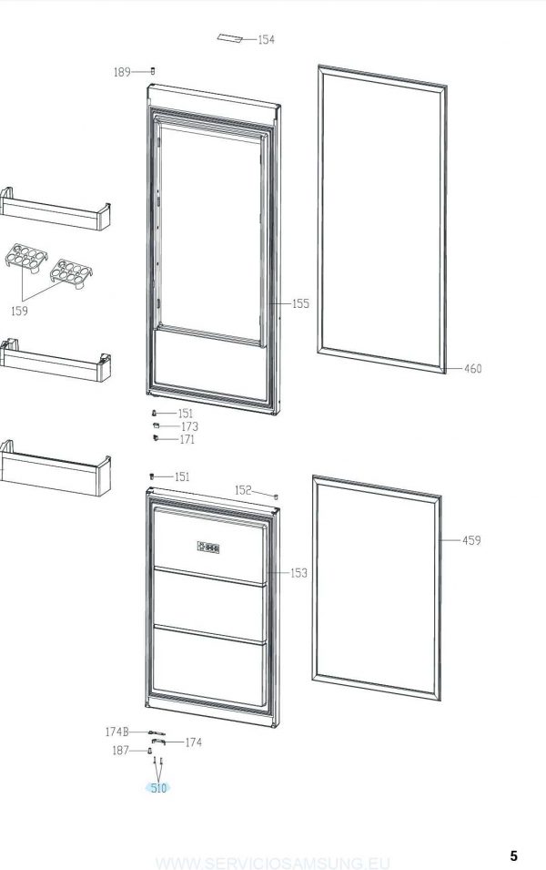DA81-07244A Tornillo soporte bisagra puerta congelador