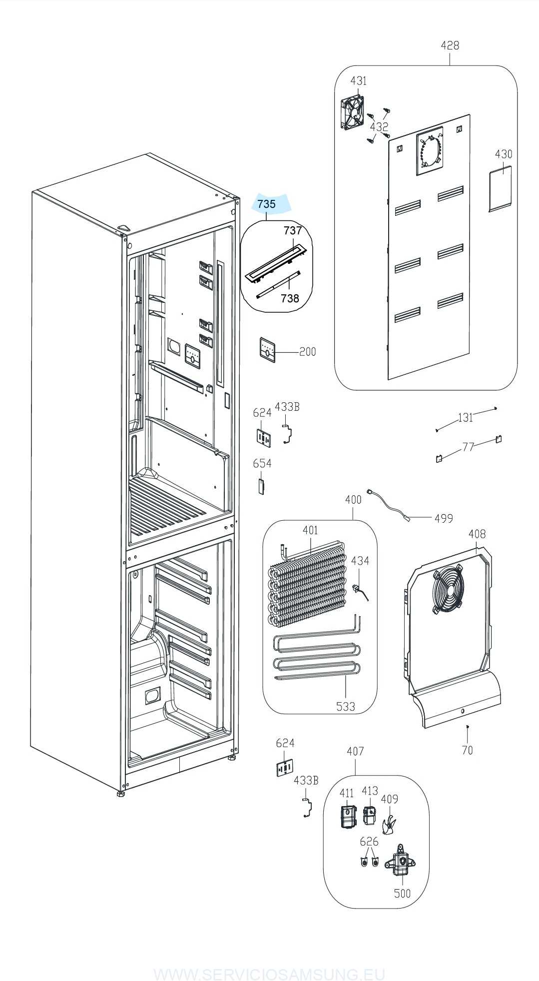DA81-07236A Conjunto iluminación interior frigorífico Samsung