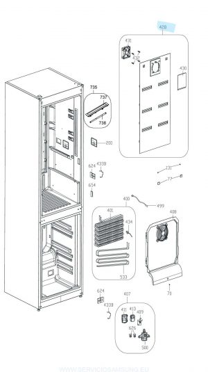 DA81-07235A Carcasa trasera completa frigorífico Samsung