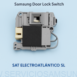 Blocapuertas o cierre de puerta DC81-01477A original Samsung para lavadora, mecanismo de bloqueo de seguridad electromecánico compatible con modelos Samsung WW3000 y series equivalentes.