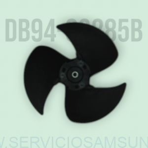 Hélice o conjunto de ventilador exterior DB94-03285B original Samsung para aire acondicionado, propeller fan de unidad condensadora DVM PLUS diseñado para garantizar un flujo de aire eficiente y correcta disipación del calor.